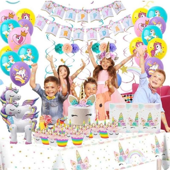 Brand New Unicorn Birthday Party Decorations Banner Balloons Tablecloth Toppers - Picture 12 of 16